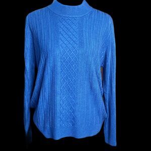 Allison Daley | Blue Mock Turtleneck Sweeter | Size Large